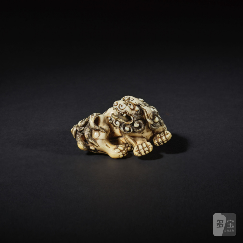 象牙彫根付 獅子（口遊玉含） 無銘 18世紀後期 | NETSUKE EN IVOIRE REPRÉSENTANT UN SHISHI - 图6